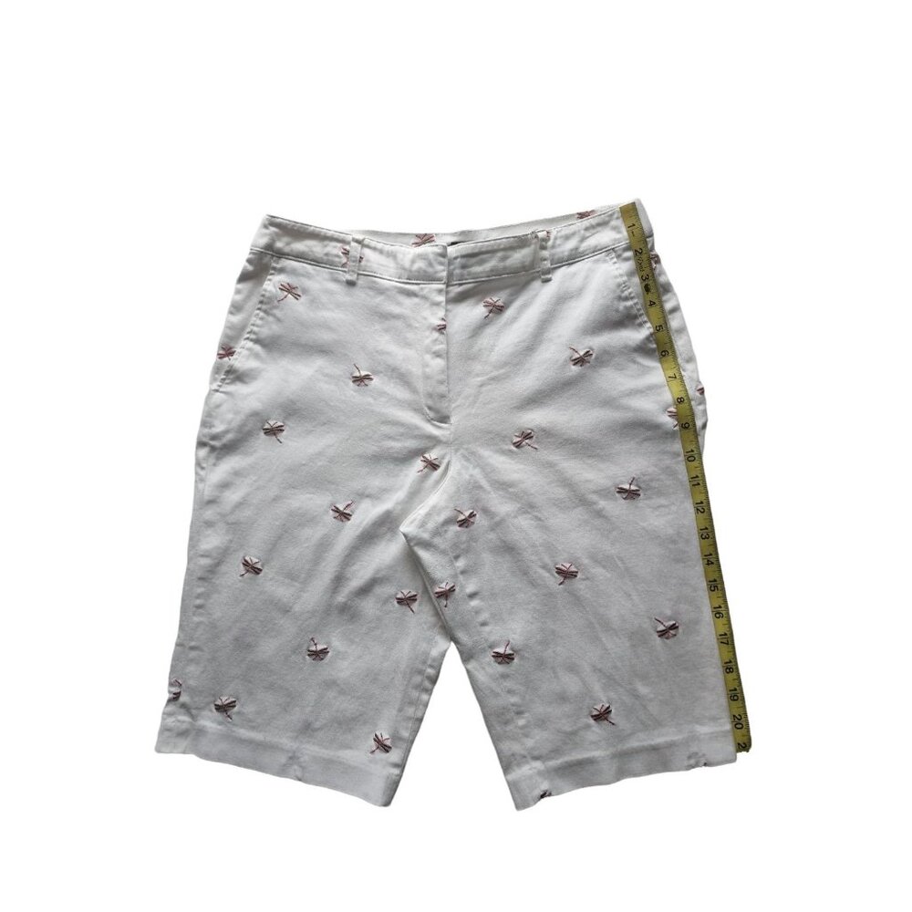 BRIGGS New York Women's Petite Embroidered Dragonfly Bermuda Shorts White 10P‎ - Picture 12 of 12
